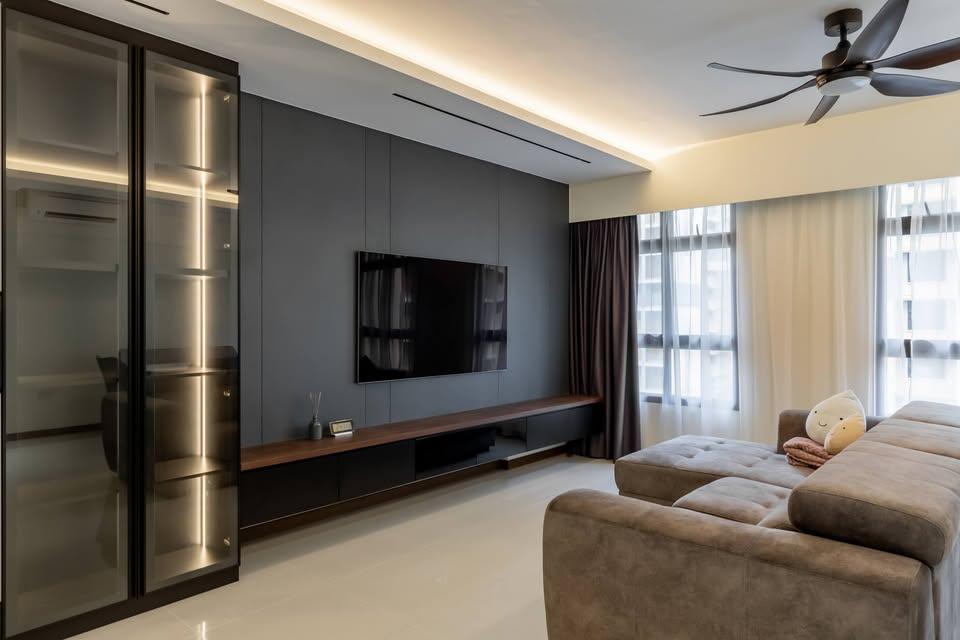 Modern Living Room with TV Console and Sofa