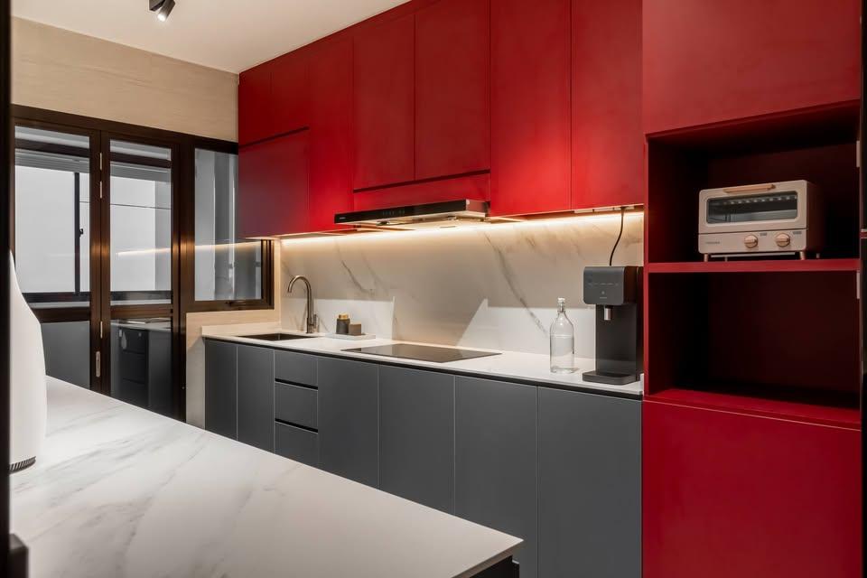 Modern Kitchen with Countertop and Kitchen Island