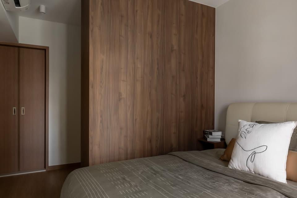 Minimalist Bedroom with Wardrobe and Bedside Table