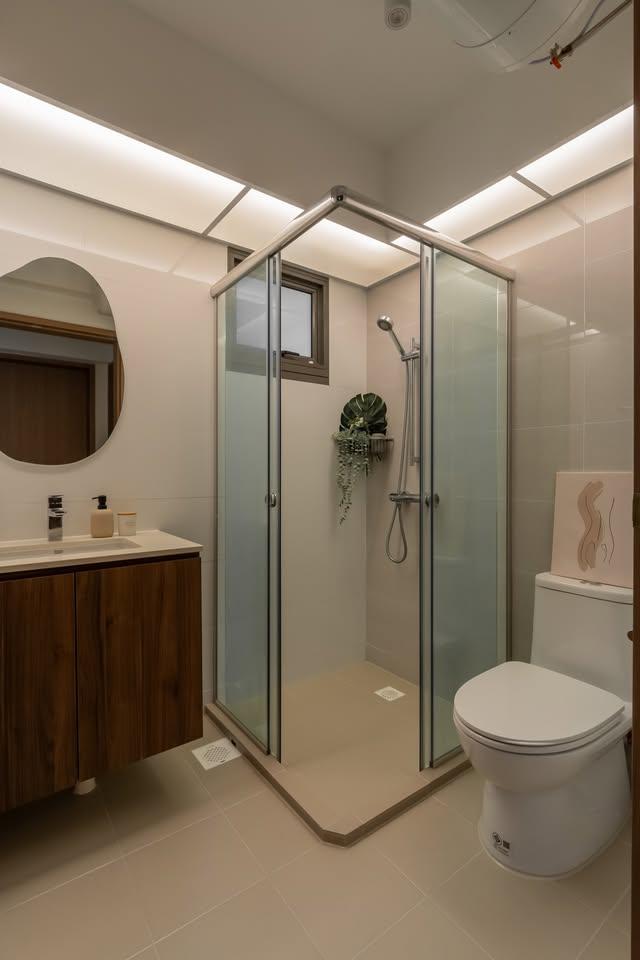 Minimalist Bathroom with Mirror and Shower Screen