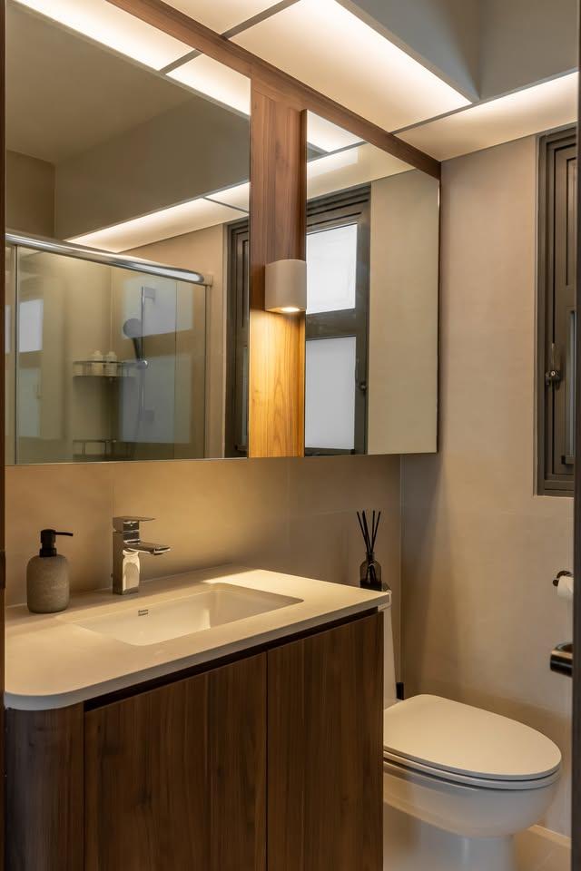 Minimalist Bathroom with Mirror and Wall Mirror