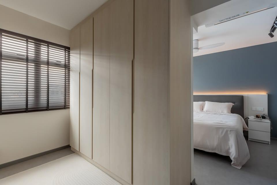Modern Bedroom with Wardrobe and Bedside Table