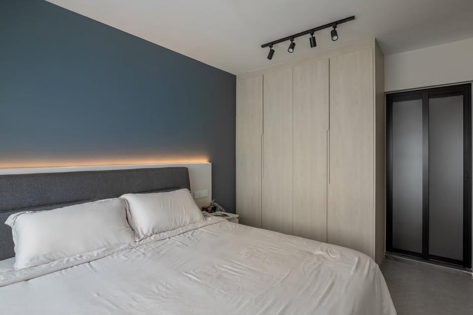 Modern Bedroom with Wardrobe and Bedside Table