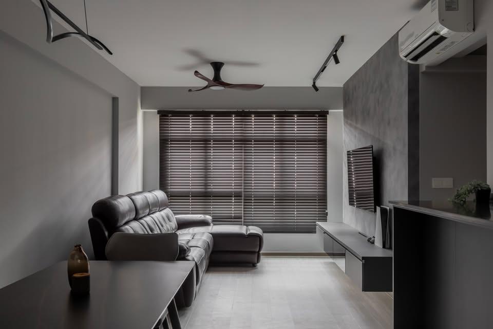 Contemporary Living Room with Vinyl Flooring and Sofa