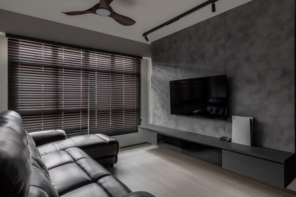 Contemporary Living Room with Vinyl Flooring and Sofa