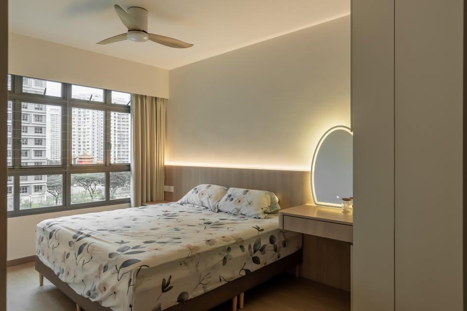 Modern Bedroom with Cove Lighting and Bedroom Dresser