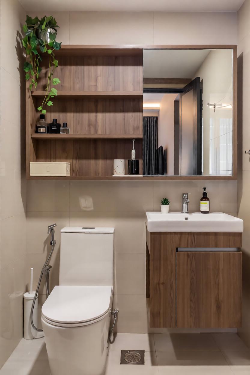 Modern Bathroom with Mirror and Bathroom Storage