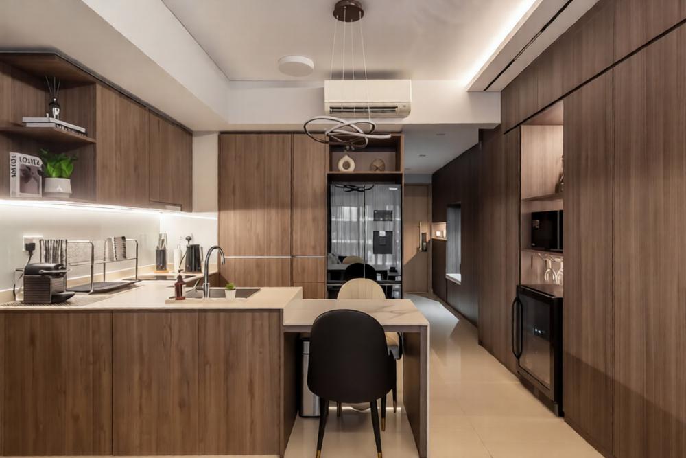 Modern Kitchen with Open Kitchen and Kitchen Accessories