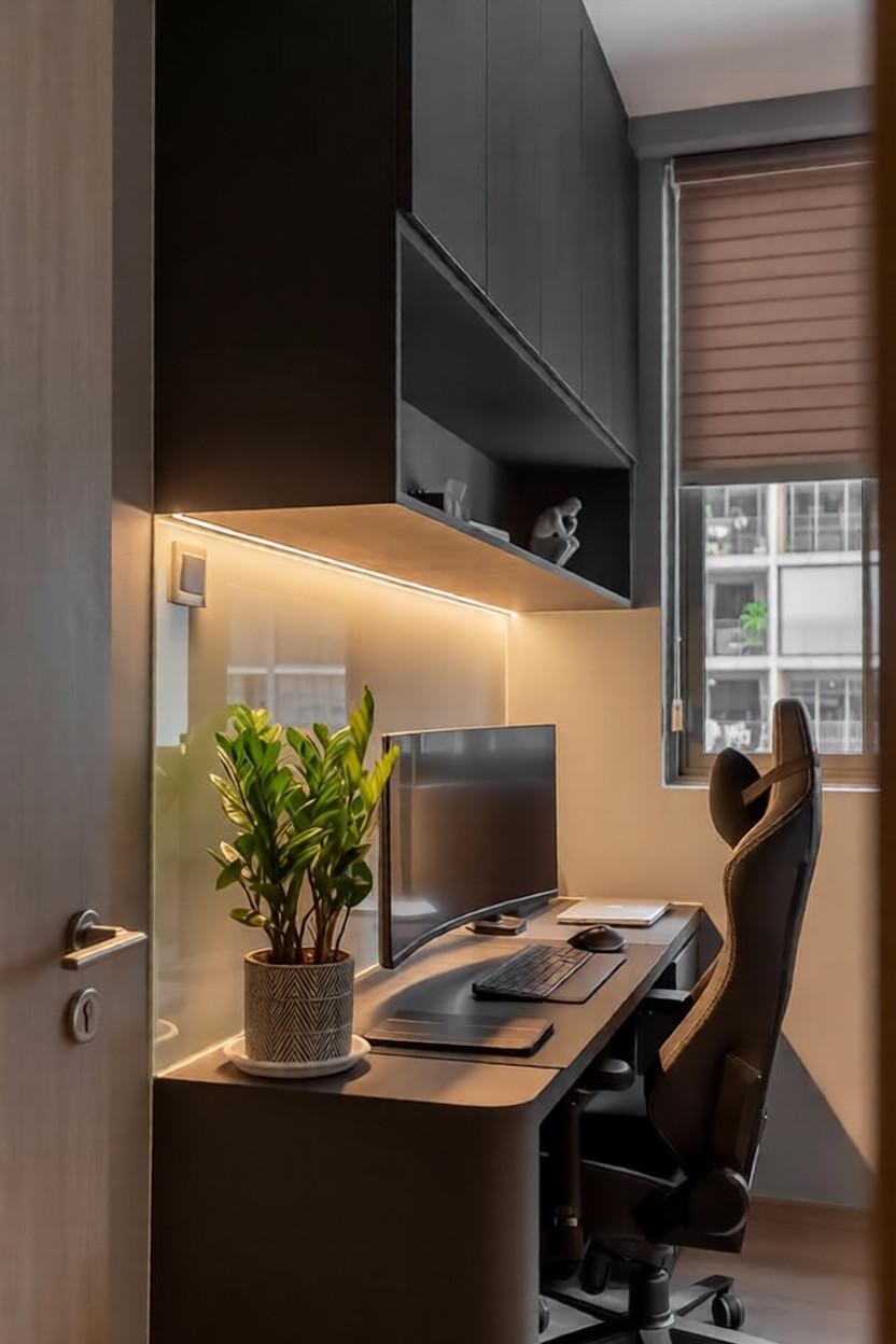 Modern Workstation with Desk and Desk Chairs