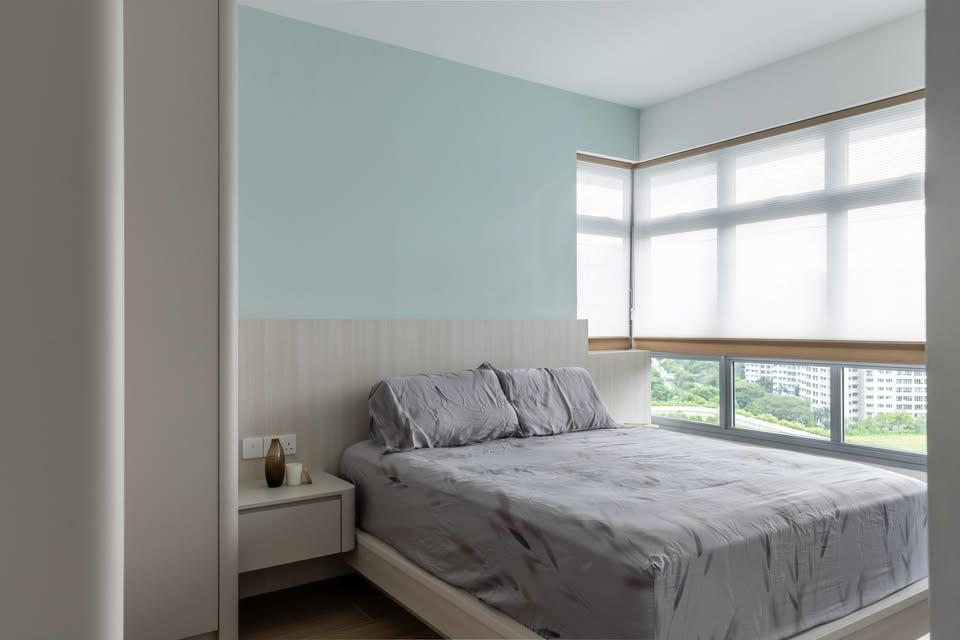 Scandinavian Bedroom with Bedside Table and Queen Bed
