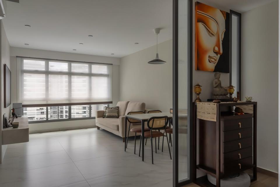 Scandinavian Living Room with TV Console and Sofa