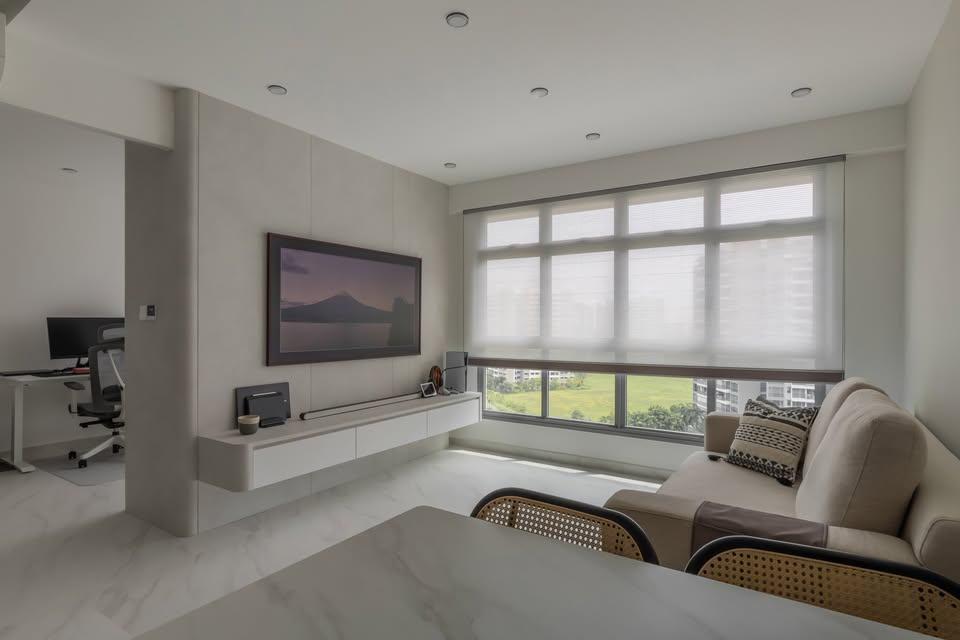 Scandinavian Living Room with Downlights and Sofa