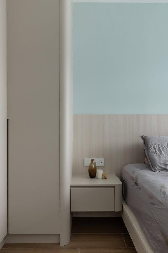 Scandinavian Bedroom with Wardrobe and Bedside Table