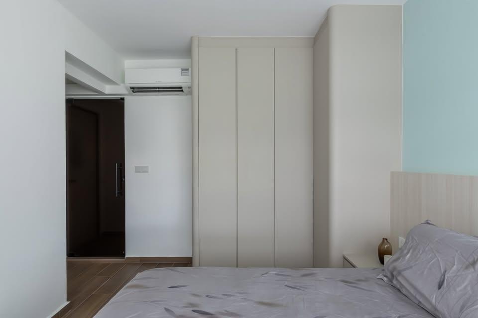 Scandinavian Bedroom with Wardrobe and Bedside Table