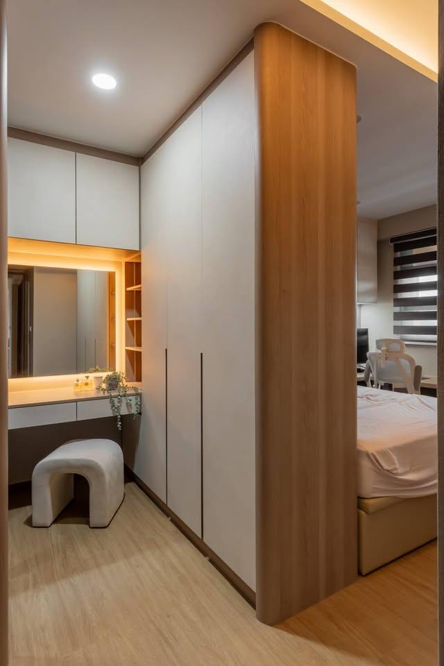 Modern Bedroom with Wardrobe and Downlights
