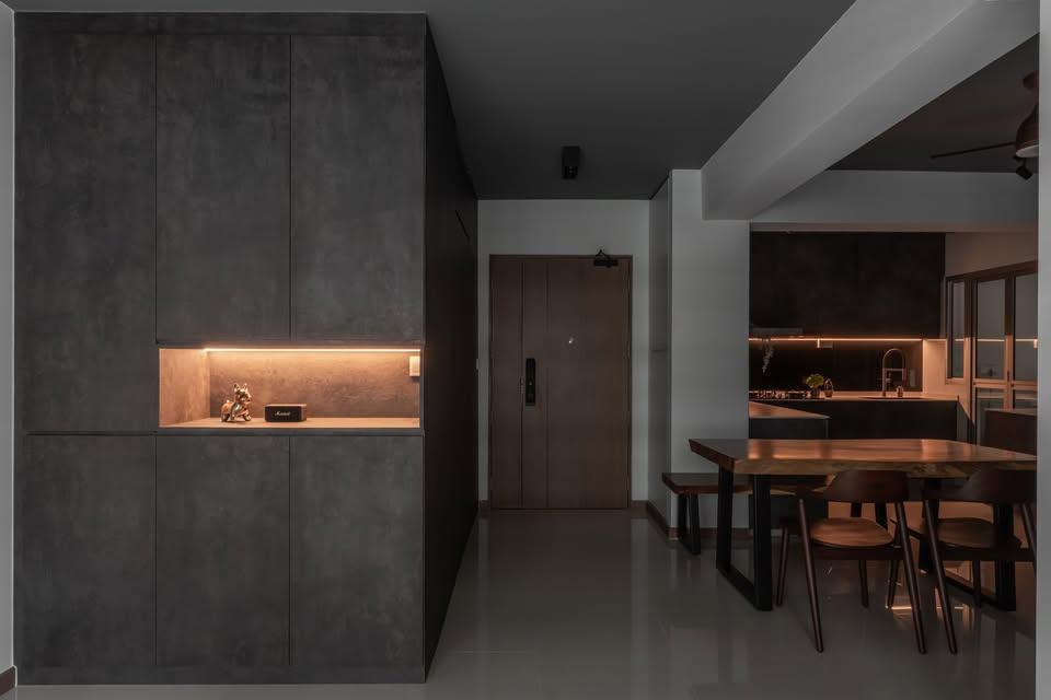 Contemporary Entryway with Shoe Cabinets and Doors