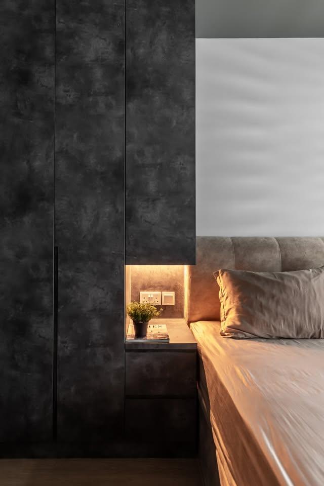 Contemporary Bedroom with Wardrobe and Bedside Table