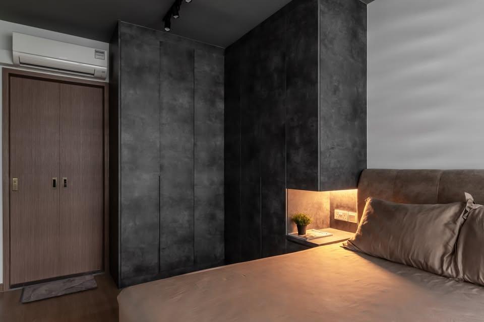 Contemporary Bedroom with Wardrobe and Bedside Table