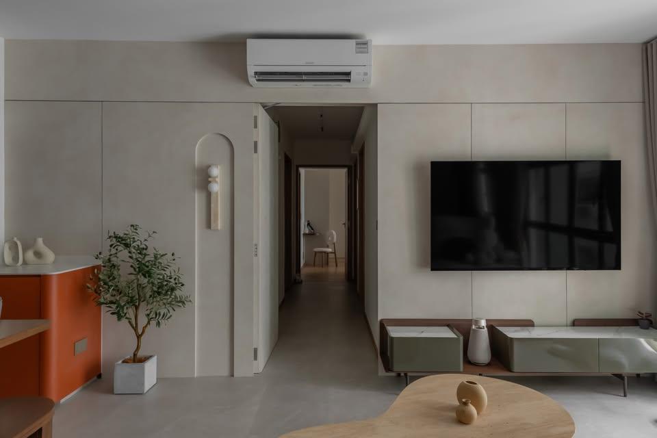 Modern Living Room with TV and Lighting
