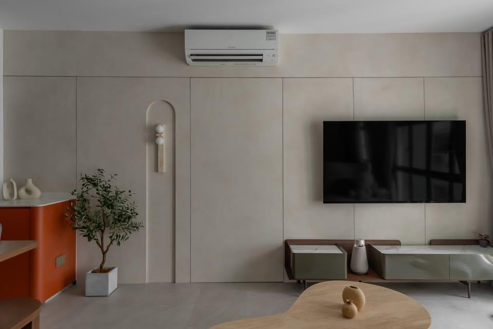 Modern Living Room with TV and Lighting