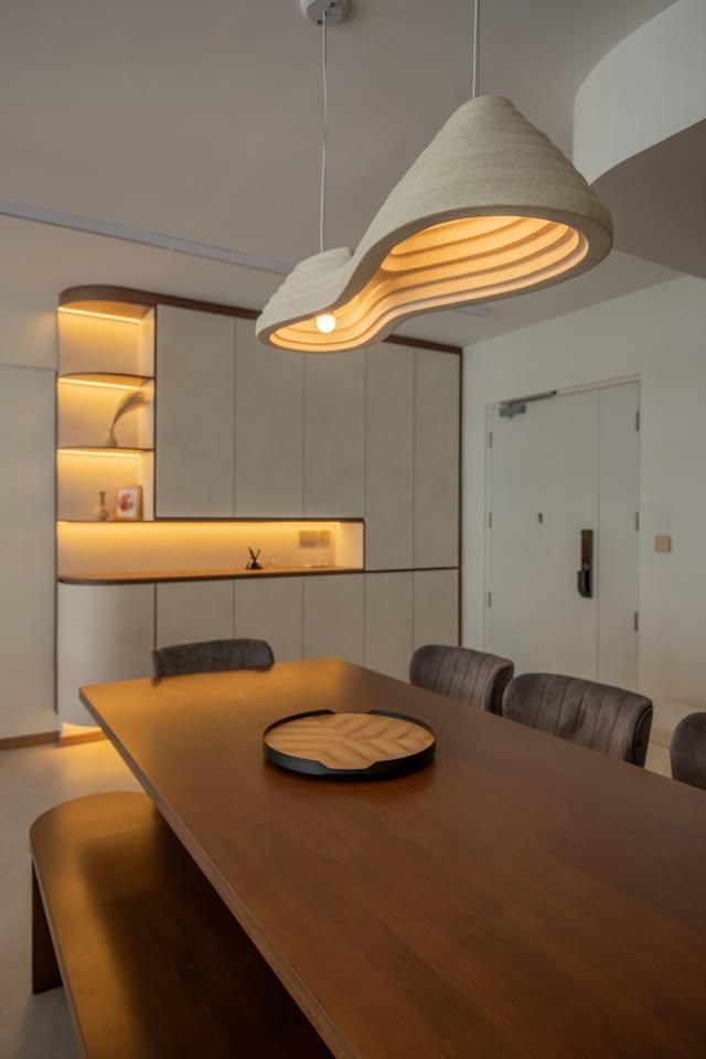Modern Dining Room with Drop Light and Dining Table