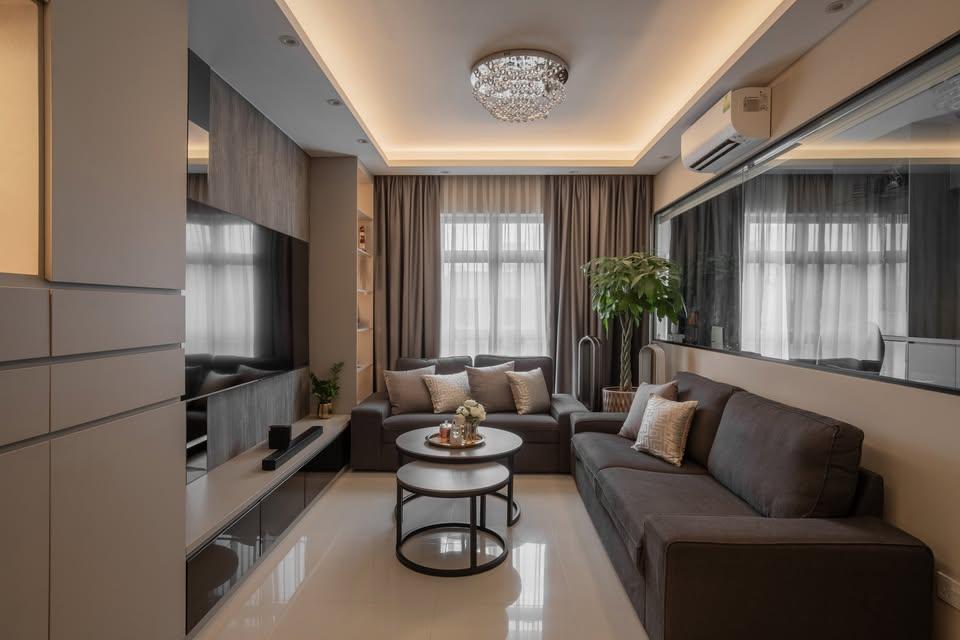 Modern Living Room with Cove Lighting and Sofa