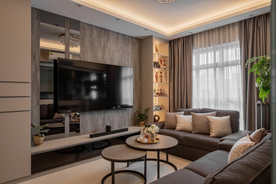 Modern Living Room with Cove Lighting and Sofa