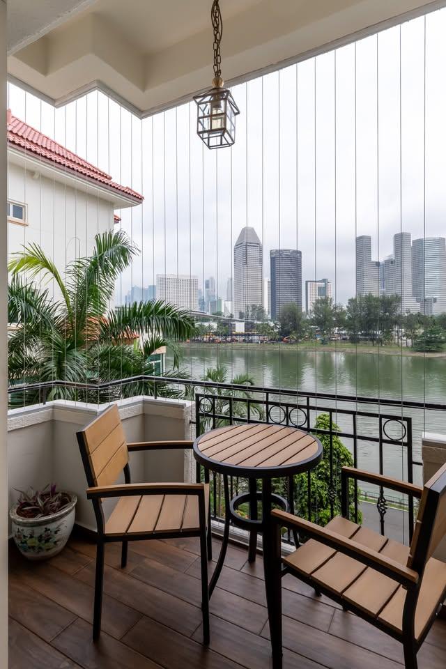 Eclectic Balcony with Outdoor Table and Outdoor Chairs