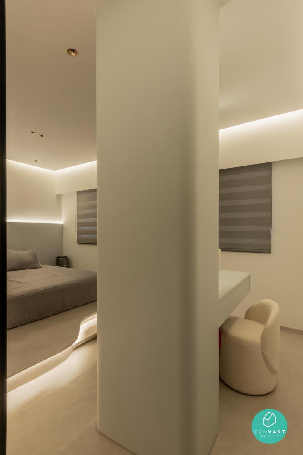 Contemporary Bedroom with Platform Bed and Built-in Bed