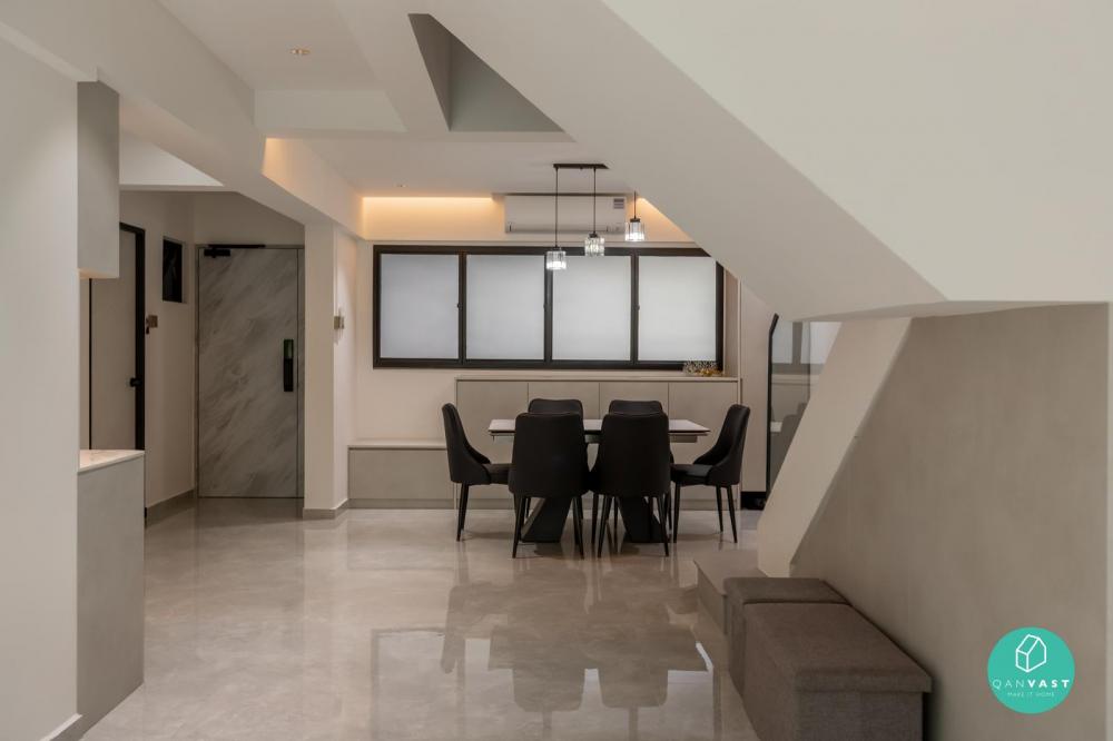 Contemporary Dining Room with Chandelier and Dining Table