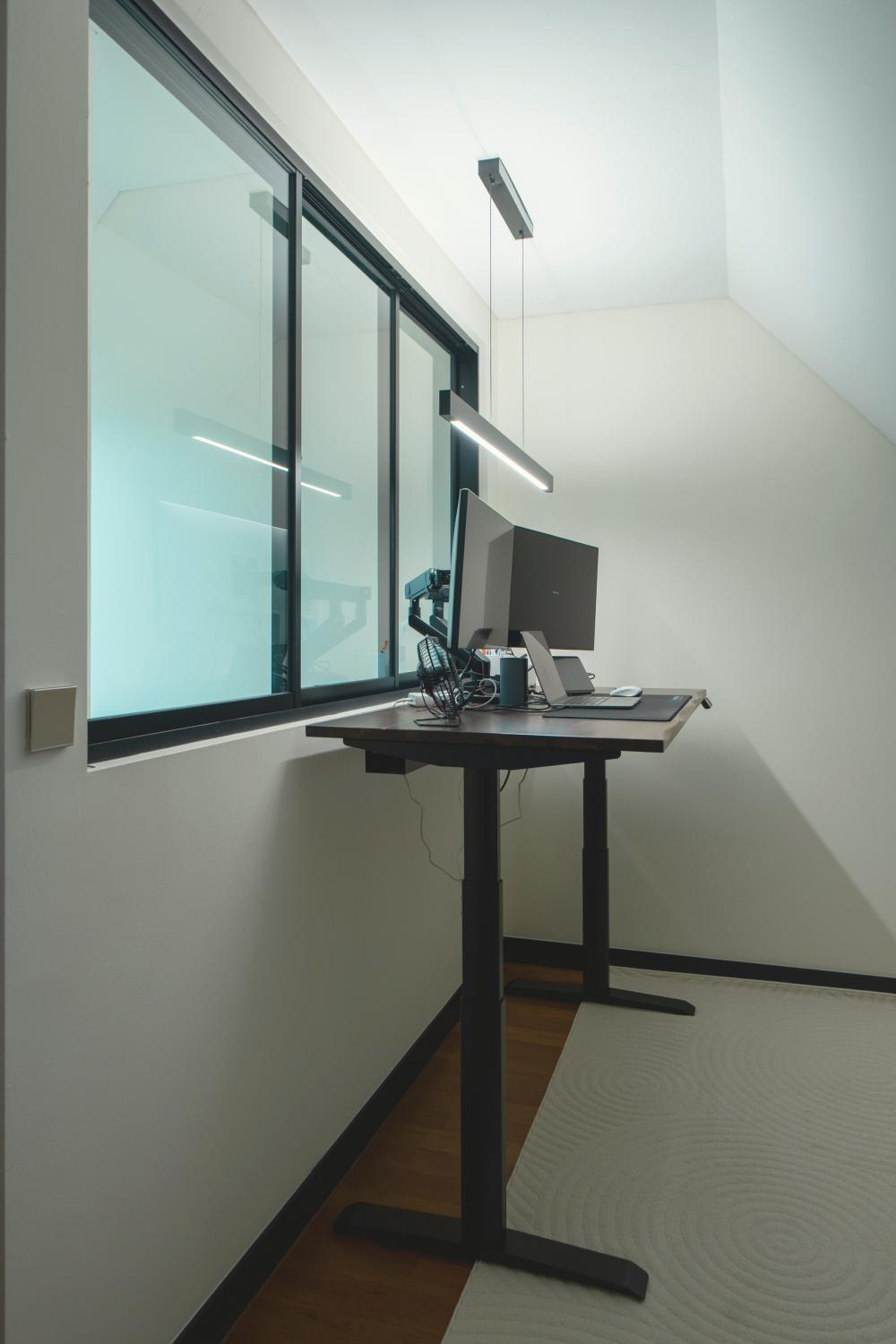 Modern Home Office with Bookcases and Small Storage