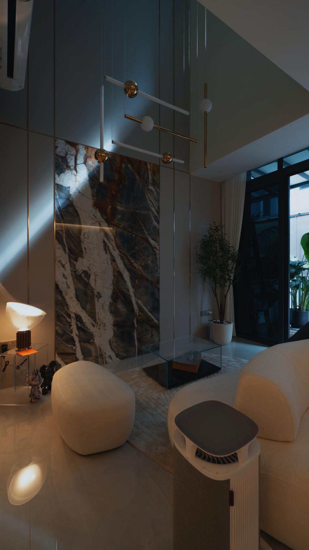 Modern Living Room with Feature Wall and Sofa