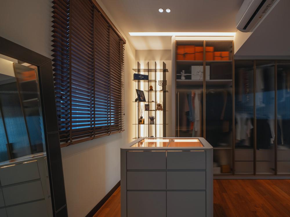 Modern Walk-in Wardrobe with Mirror and Wardrobe