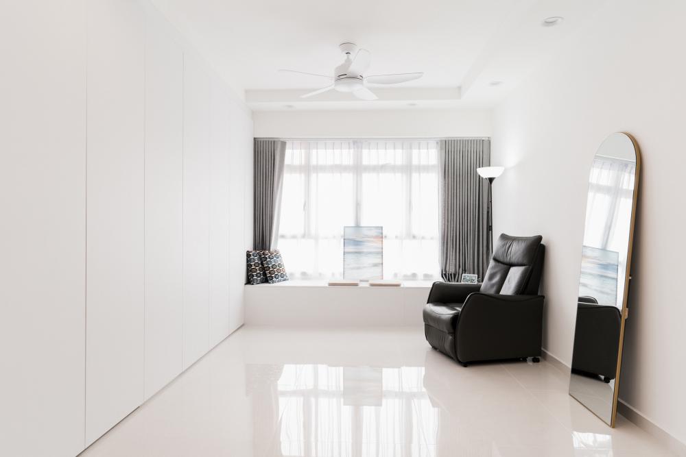 Contemporary Bedroom with Settee and Bay Window