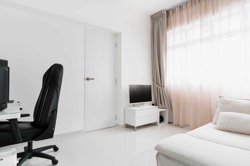Contemporary Study with Curtain and Sofa