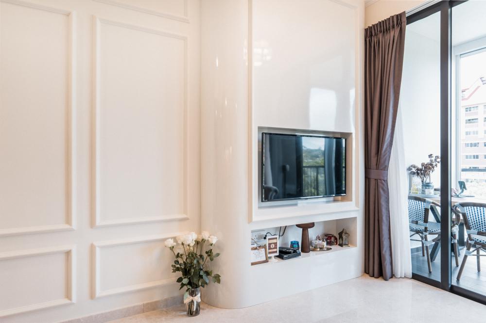 Modern Living Room with TV Console and Feature Wall