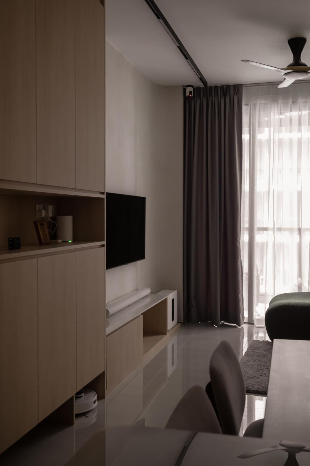 Minimalist Living Room with TV Console and Storage Cabinets