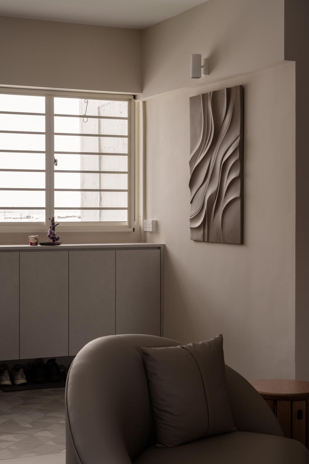 Modern Foyer with Artwork and Console Table