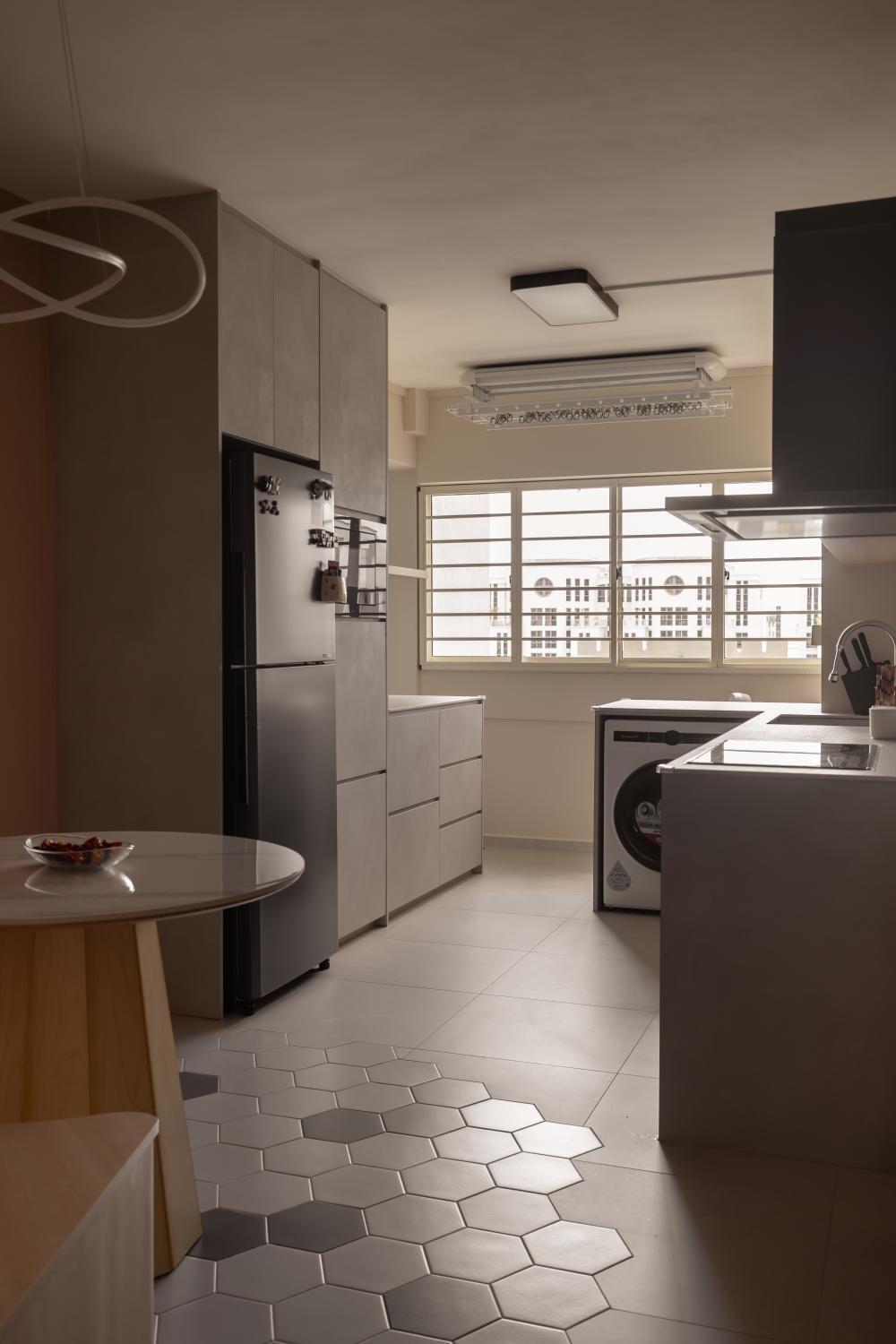 Modern Kitchen with Countertop and Vinyl Flooring
