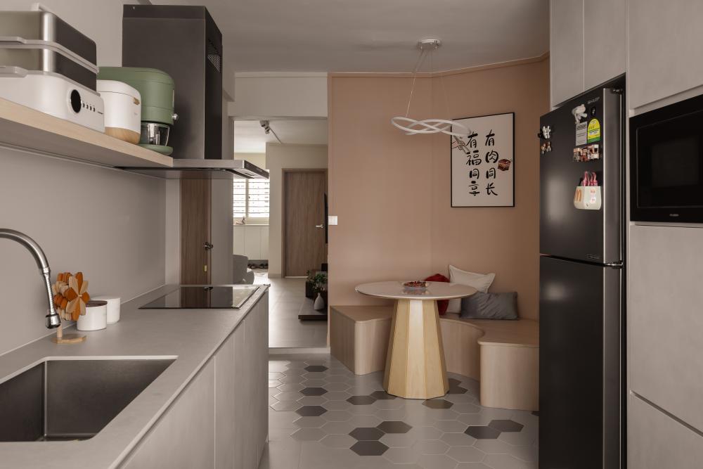 Modern Kitchen with Countertop and Vinyl Flooring
