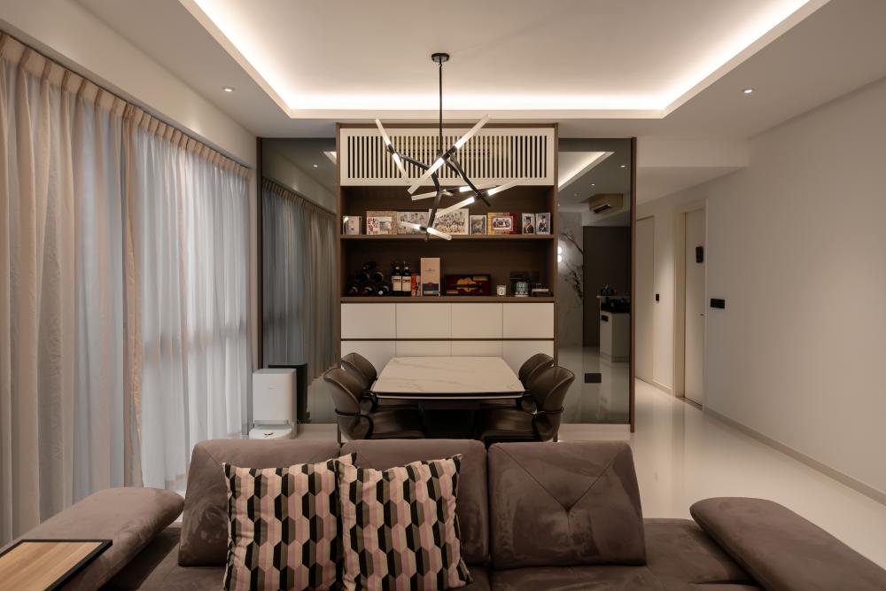 Modern Living Room with Sofa and Dining Table