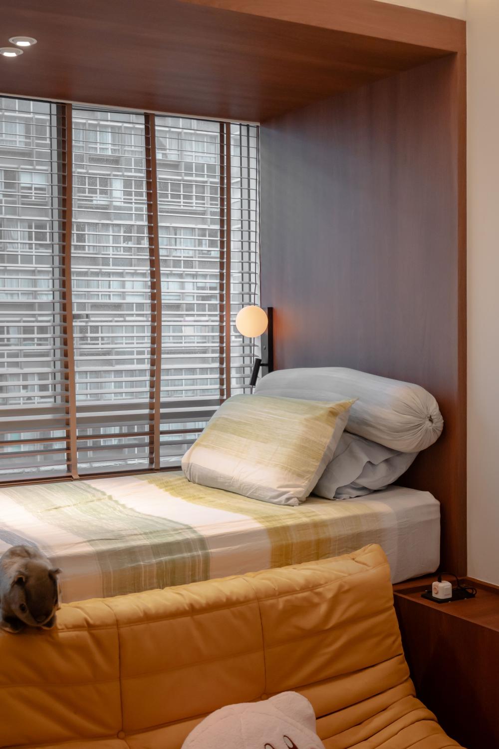 Modern Bedroom with Platform Bed and Built-in Bed