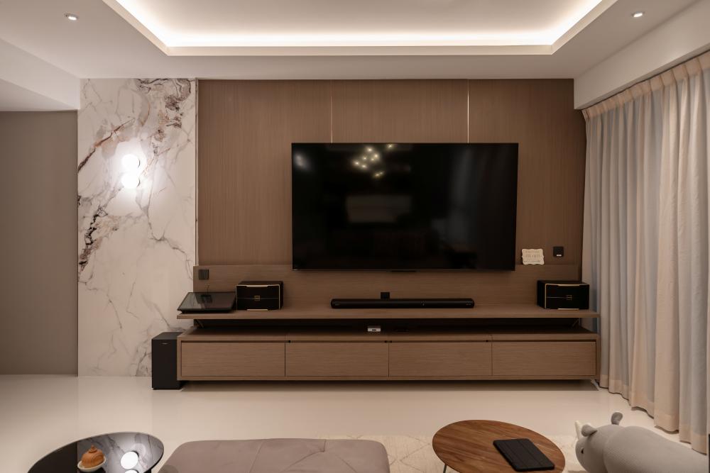 Modern Living Room with TV Console and Feature Wall