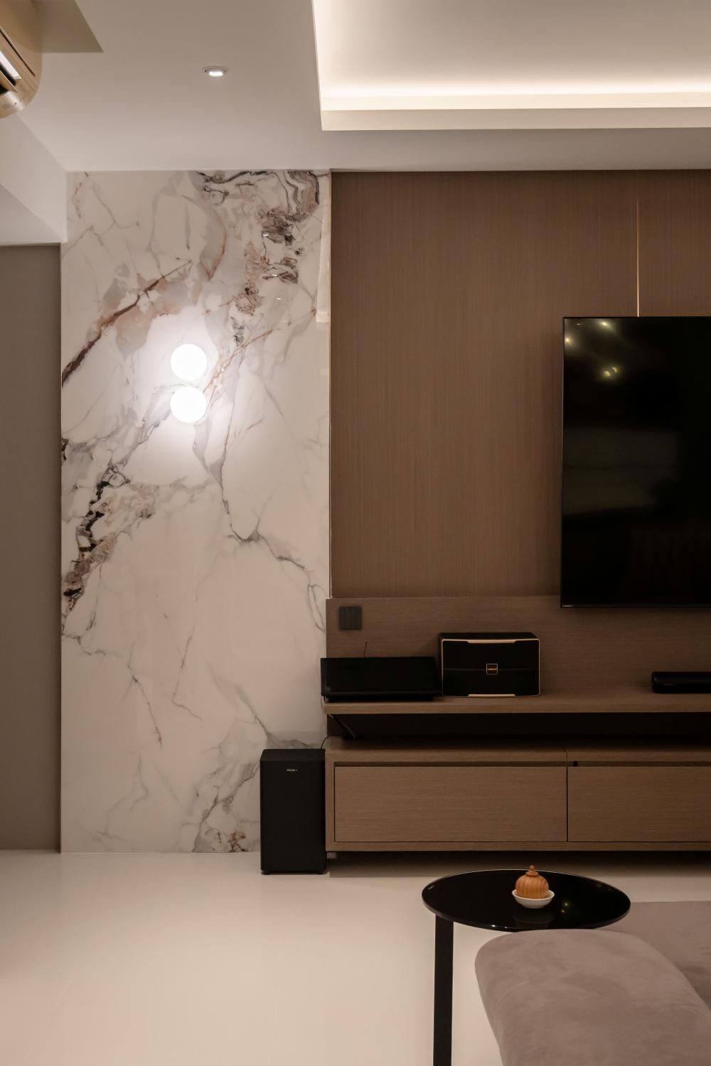 Modern Living Room with TV Console and Feature Wall