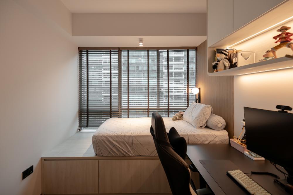 Modern Bedroom with Platform Bed and Bed