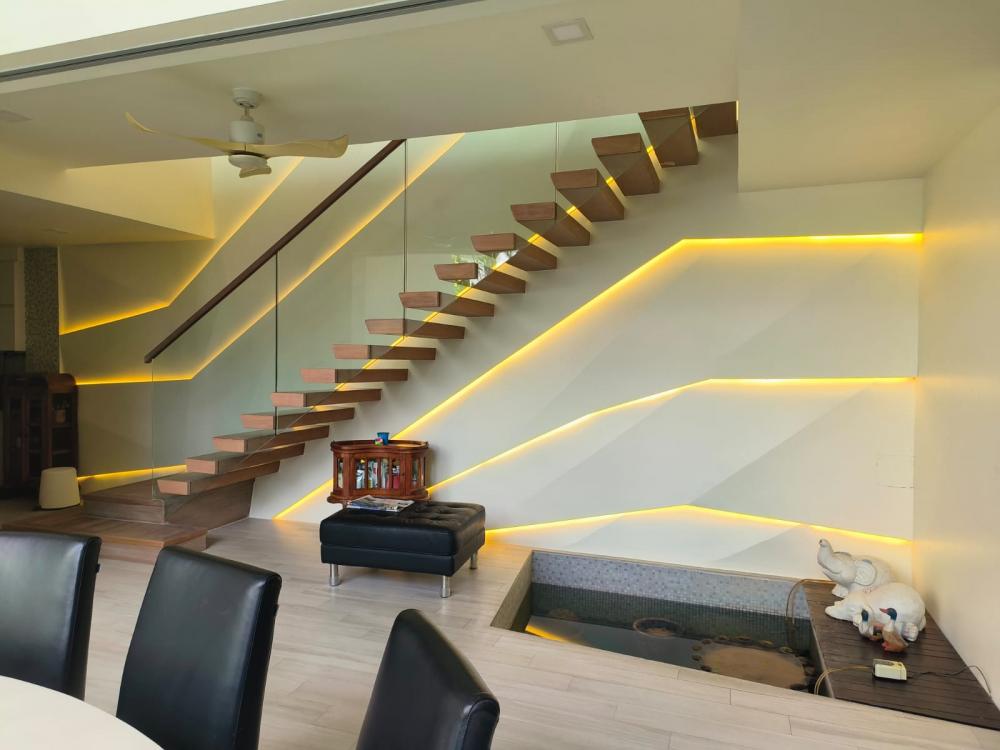 Minimalist Hallway with Feature Wall and Painted Feature Wall