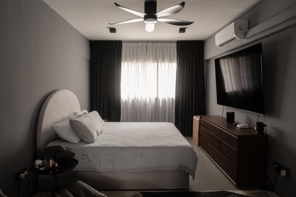 Modern Bedroom with TV Console and Bedside Table