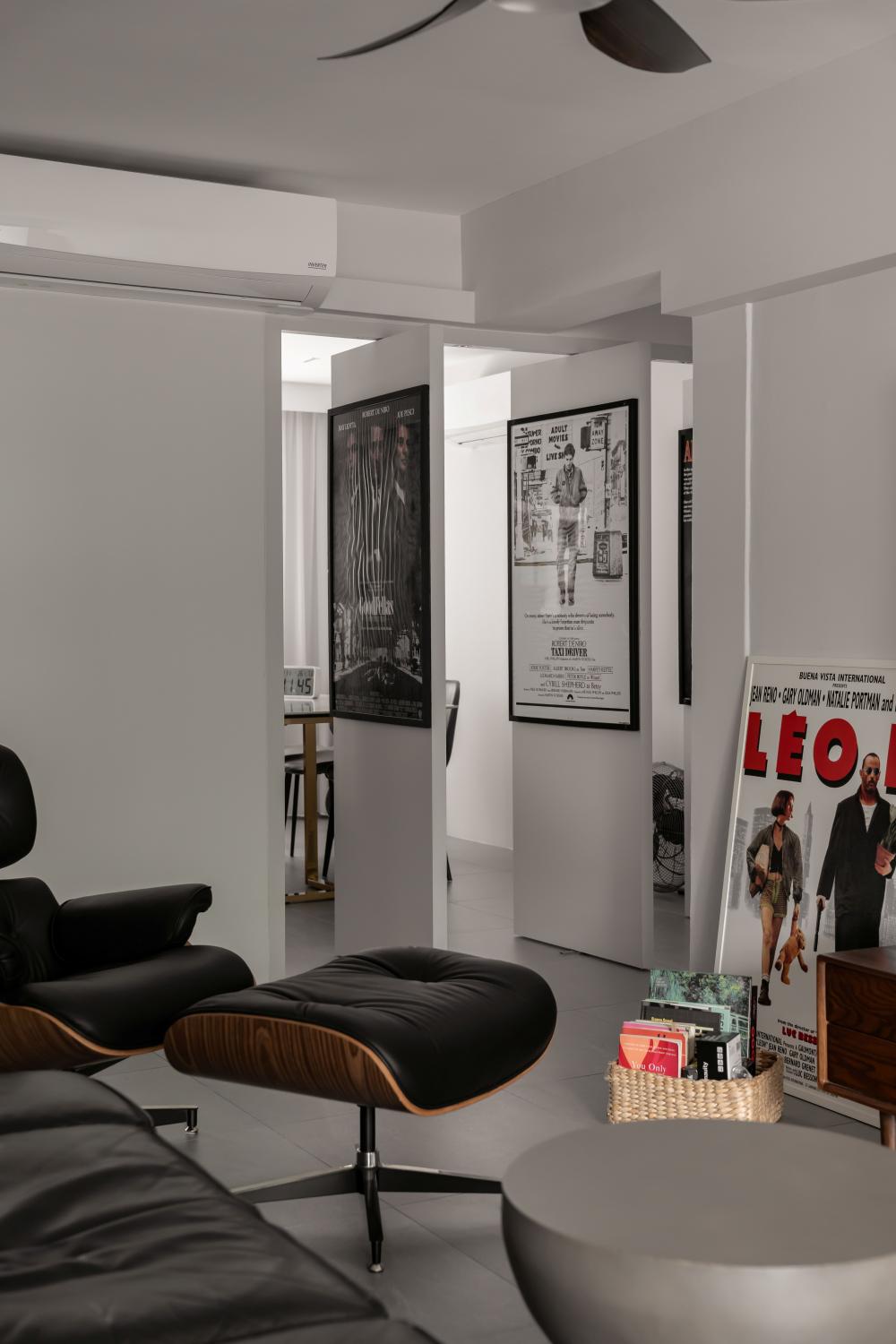 Modern Living Room with TV and Stools