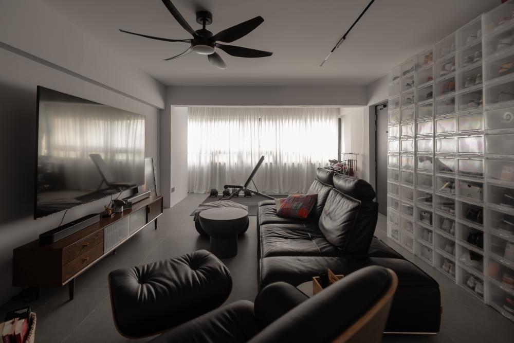 Modern Living Room with TV Console and Feature Wall