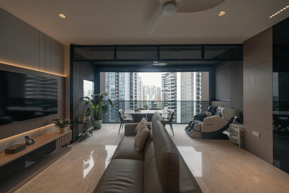Contemporary Living Room with Sofa and TV